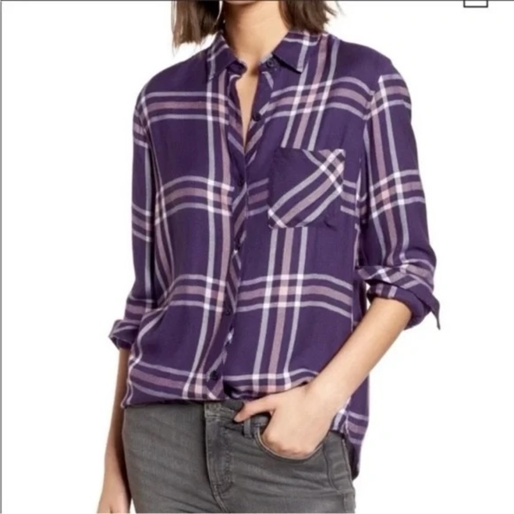 Rails Hunter Navy Petal Pink Plaid Button Down Shirt